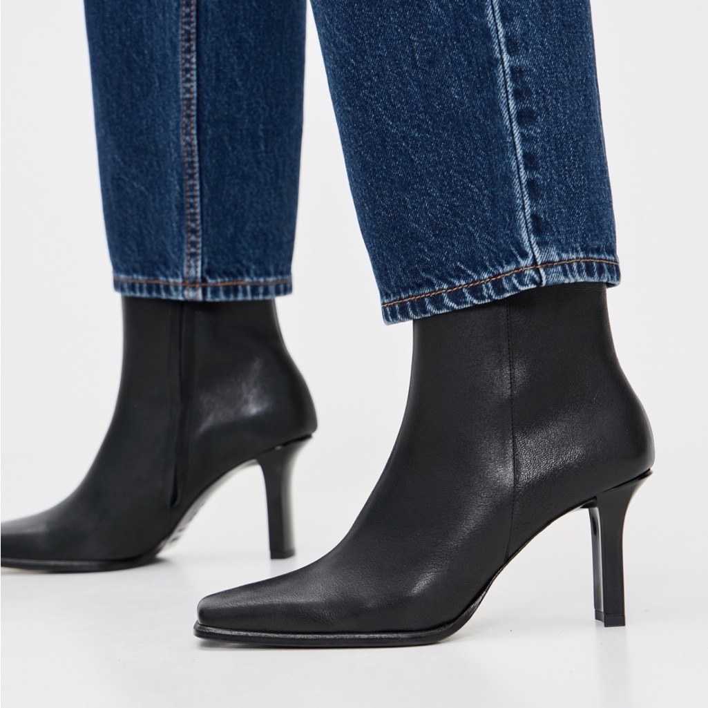 Brand New Staud Leather Black Heeled Boots